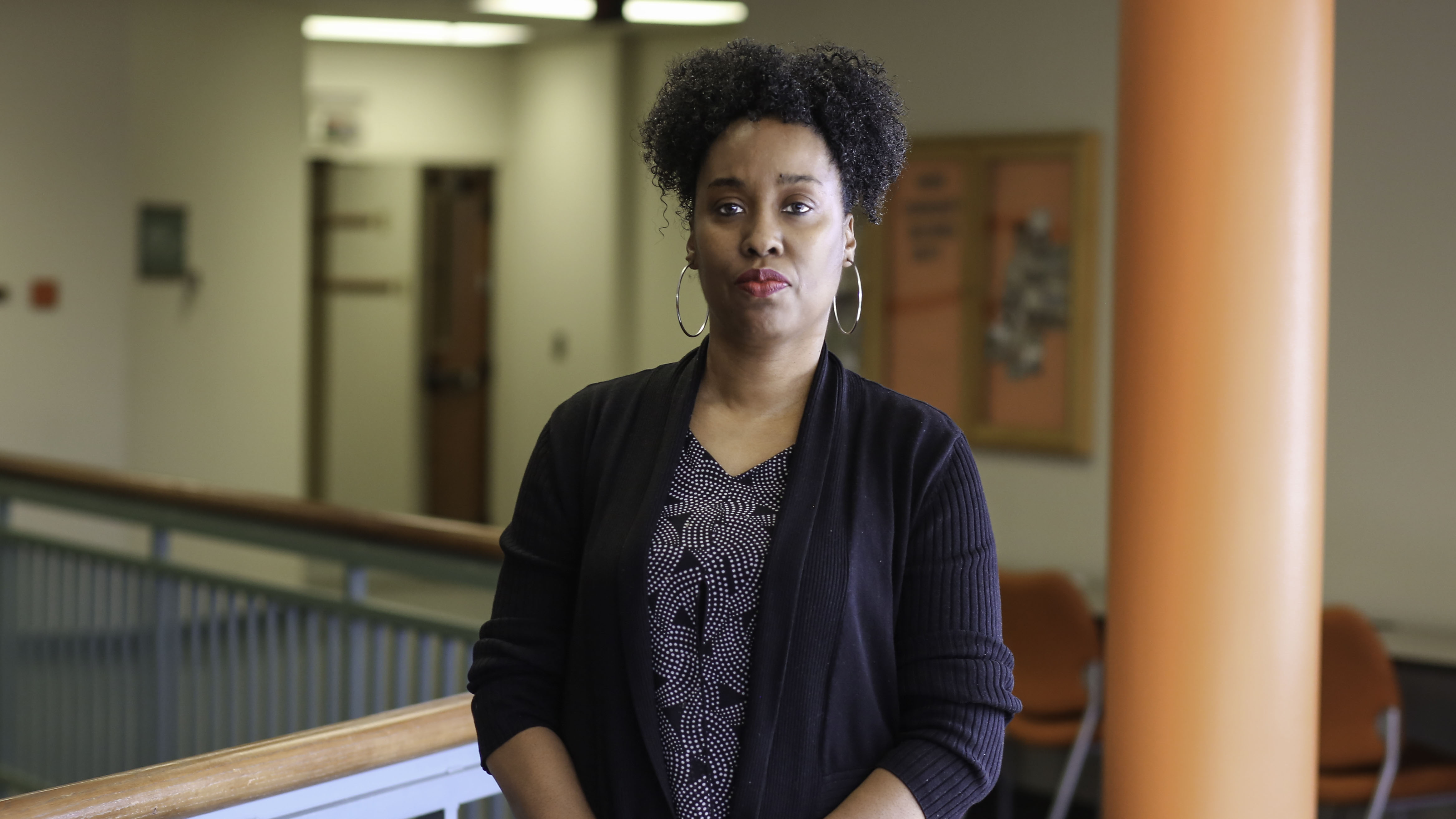 Portrait of Chantele Ward, standing outside the student accessibilities office.