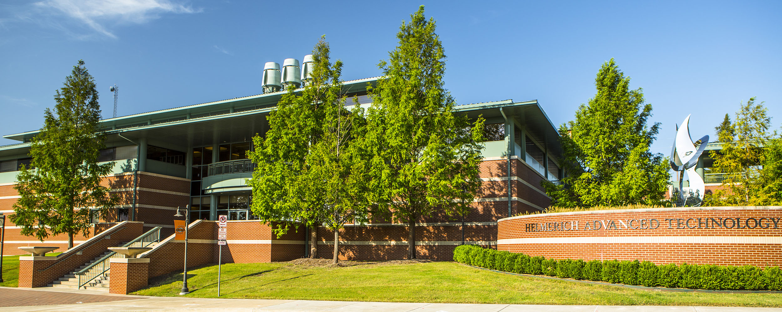 Exterior shot of the Helmerich Research Center building.
